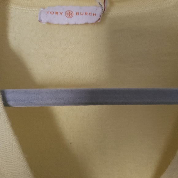 Tory Burch Light Yellow V-Neck Button Cardigan - Picture 3 of 4